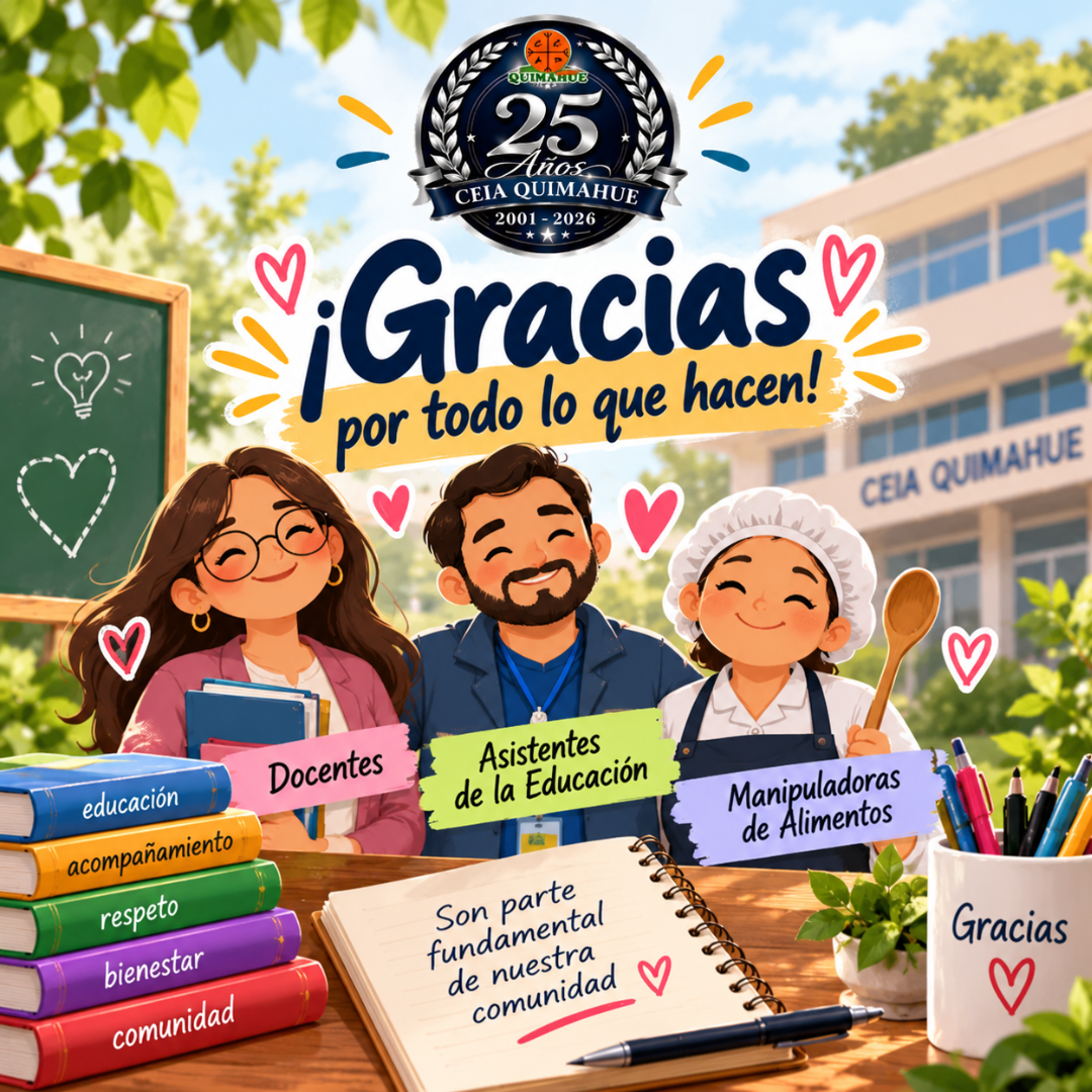 Estudiantes reconocen a Docentes Asistentes de la Educación y Manipuladoras de Alimentos en el Día de Todos de CEIA Quimahue.